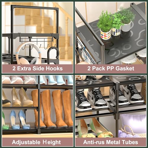 Kottwca 4 Row 10 Tier Large Shoe Rack Organizer for Closet Entryway, 72-80 Pair Shoe Boot Storage Rack, Metal Shoe Shelf Big Vertical Stackable Shoe Stand for Bedroom Corner - size: 4 Row 10 Tier