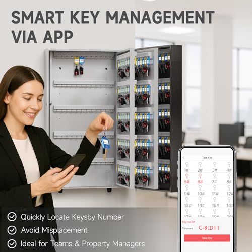 WeHere 360-Key Smart Key Lock Box Wall Mount – Commercial Key Cabinet with App, Keypad, Bluetooth & WiFi Unlock (Sold Separately), Access Log Tracking, Key Management for School, Property, Office - size: 360 keys(Smart)