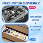 3-Pack Expandable Drawer Organizer for Deep Drawers, Adjustable Storage Tray (17–27 in), Durable PP Smooth Glide Divider for Kitchen, Vanity & Office, Space-Saving Design