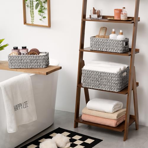 GRANNY SAYS Wicker Baskets for Organizing, Storage Baskets for Shelves, Small Baskets for Counter, Waterproof Storage Basket with Handles, Gray, 3-Pack - color: Gray, size: 14½"L x 10¼"W x 7"H + 2x 13"L x 6"W x 4½"H
