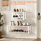 Homeiju Hanging Shoe Organizer,2 Pack Wall Mounted Shoe Rack Holds 12 Pairs,Space Saving Metal Wall Shoe Rack,Hanging Shoe Rack Shoe Holder for Small Space,Entryway,Closet,RV,Camper (White - color: White