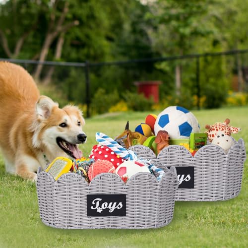 Dog Toy Storage Bin Large Cotton Rope Basket for Dog Toys,2Pack Pet Toy Basket with Handles, Decorative Toys Box Storage Organizer, Pet Toy Organizer for Home and Living Room Organization