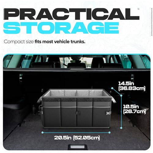 FORTEM Trunk Organizer For SUV Car Trunk Organizer, Foldable Storage, Car Accessories for Women Men, Collapsible Bag, Perfect Christmas Gifts, 600D Oxford, Non Slip Bottom, Straps, Soft Cover (50L) - color: Black, size: Medium (50L)