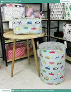 FANKANG Storage Basket, Nursery Hamper Canvas Laundry Basket Foldable with Waterproof PE Coating Large Storage Baskets for Kids Boys and Girls, Office, Bedroom, Clothes,Toys（Car） - color: Car