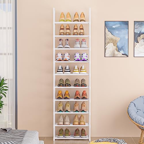 OYREL Shoe Rack Tall, Sturdy Metal Shoe Rack Organizer,Narrow Shoe Racks for Closets,Shoe Stand Shelf - color: White, size: 17.1"W x 11.8"D x 78.7"H in 10 tier