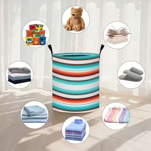 Mexican Serape Stripe Laundry Basket Foldable Oxford Cloth Tote Bag Laundry Hamper Clothes Storage Bucket Organizer For Bathroom/Laundry Storage/Bedroom 19.6x15.7 Inch - color: Mexican Serape Stripe