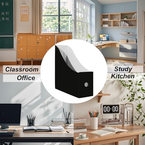 Limitliho Magazine Holde, Magazine File Holder for Home, Office, Desk, 10.6'' H×10.2'' L ×3.5''W Magazine Storage Box (Black, 2 Pack) - color: Black, size: 2 Pack