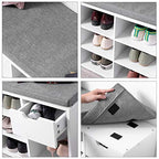 VASAGLE CUSTOS Collection - Storage Bench, Entryway Bench with Cushion, Drawer and Open Compartments, Bench with Storage, Living Room, Bedroom, Closet, White and Gray ULHS24WT - color: White + Gray