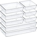 Criusia Drawer Organizer Set, Acrylic Non Slip Non Cracking Kitchen Drawer Storage Tray Large Size Divider, Multifunctional Storage for Cosmetics, Bathroom, Tools, Kitchen and Office (8 PACK) - size: 8 PACK
