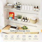 Giantex Closet Shelf with Hanging Rod, 6 ft Wall Mounted Wire Shelving Kit with Storage Shelf & Clothes Rod, Ventilated Metal Wall Shelf Organizer for Laundry Room, Closet, Bedroom, White - size: 6 ft