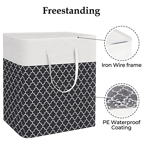 StorageRight Laundry Basket Hamper Large Collapsible Laundry Hamper with Easy Carry Handles，Freestanding Clothes Hampers for Laundry, Bedroom, Dorm, Clothes, Towels, 100L, Clover Black - color: Clover Black, size: 100L