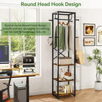 IBUYKE Coat Rack with Shelves, Freestanding Hall Tree with 3 Shelves and 8 Hooks, Industrial Clothes Stand for Entryway, Hallway, Bedroom, Rustic Brown UTMJ088H - color: Rustic Brown