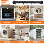 Magnetic Broom Holder Wall Mount with 4 Hooks and 3 Rack- Heavy Duty Non-Slip Mop Hanger for Wet Mops &Cleaning Tools on Refrigerator,Metal Door,Garage,Kitchen (3Racks 4Hooks)