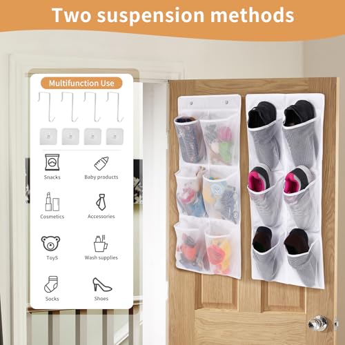 GOMAJI Over the Door/Wall Shoe Organizer, 2 Pack, Narrow, Hanging Shoe Rack for Closet, Bathroom, RV, Pantry, Camping, White
