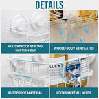 TAILI Corner-adaptive Suction Cup Shower Caddy 2 Pack, Stainless Steel Rustproof Corner Shower Shelves, Drill-Free Wall Mounted Baskets, Large Capacity Removable Suction Cup Bathroom Organizer, White - style: Corner-adaptive, White