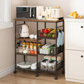 SWTYMIKI Kitchen Island Cart on Wheels - 28.35x14.57in Rolling Kitchen Table Cart with Storage Shelves, 6 Removable Hooks& Locking Casters, Coffee Bar Cabinet for Dining Room Pantry Office, Espresso - size: 28x14.57in, style: Espresso
