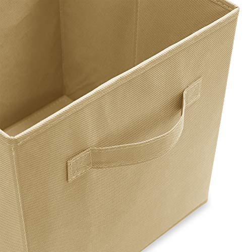 Casafield Set of 6 Collapsible Fabric Cube Storage Bins, Sandy Beige - 11" Foldable Cloth Baskets for Shelves, Cubby Organizers & More - color: Sand, size: 10.5" x 10.5" x 11"