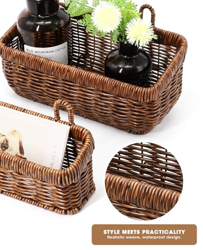 AceList Wall Hanging Basket, Boho Style Hand-Woven Hanging Storage Baskets - Set of 2, Ideal for Boho Room Decor, Kitchen, Garden, and Living Room(Brown) - color: Brown, size: 2 pc (medium)