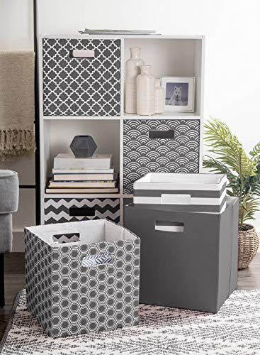 DII Poly-Cube Storage Collection Hard Sided, Collapsible Solid, Small, Gray - color: Gray, size: Small Square, 11x11x11"