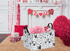 Valentine's Day Gift Basket Rec Black Heart Print Box Hamper Storage Basket Collapsible Organizer Bin Gift Shelf Baskets for Home and Kitchen - color: white-black heart