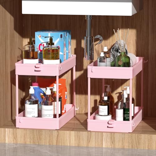 SPACEKEEPER Storage Cart 4-Tier, Bathroom Rolling Cart Utility Storage Organizer Shelf Mobile Shelving Unit for Kitchen Living Room Bathroom Laundry Room & Dressers, Pink - color: Pink, size: 4 Tier