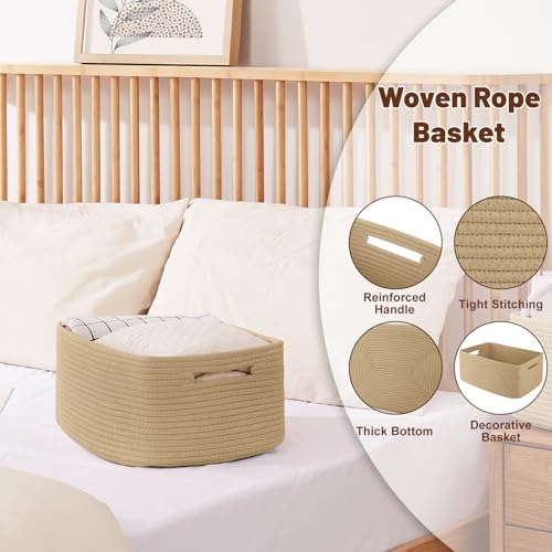 OIAHOMY Storage Basket for Shelves, Closet Cube Storage Bins Baskets for Clothes Blanket Towels, Baby Nursery, Toy Baskets Box, Woven Rope Basket, 15.75 * 11.81 * 7.09 ININ, 2 Packs Jute Yellow - color: Jute Yellow, size: 15.75*11.81*7.09