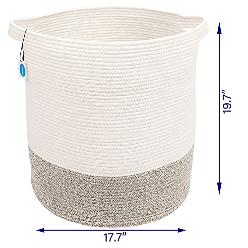 Casaphoria Extra Large Woven Cotton Rope Storage Basket for Organizing,Tall Round Woven Baskets for Clothes Blanket Pillows Towels,Big Capacity Laundry Hamper for Bathroom LivingRoom Bedroom - color: ‎Beige