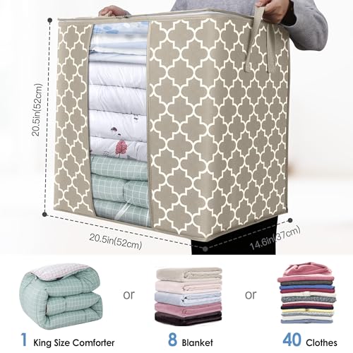 WISELIFE Storage Bags 2 Pack/100L Large Blanket Clothes Organization and Storage Containers for Comforters,Bedding, Foldable Organizer with Reinforced Handle, Clear Window, Sturdy Zippers,Beige - color: Beige, size: 2x 100L