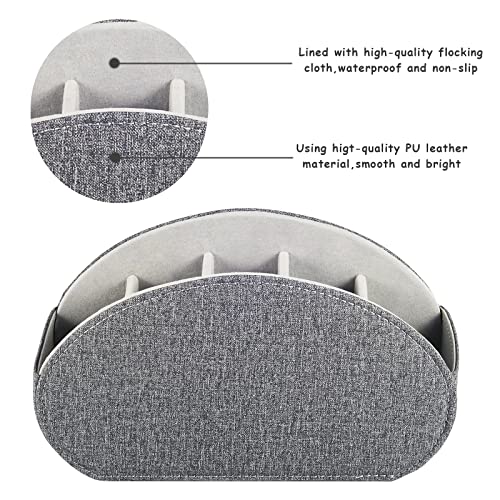 Tv Remote Holder Tray with 5 Compartments,PU Leather Remote Control Holder/Caddy Nightstand Decoration,Placed Media Remote Storage Box/Glasses/Makeup Brush/Office Products/Desktop Organizer (Grey） - color: Grey