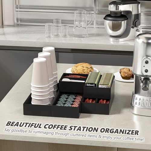 Kitchen Drawer Organizer Tray, Stackable Black Bamboo Drawer Organizer for Large Silverware, Utensils, Cutlery, Flatware, Junk, Dresser, Bathroom, 17" x 6" x 2.5" (Set of 2) - color: Black, size: 17 x 6 x 2.5 Inch