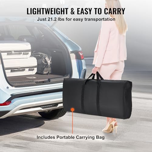 VEVOR Extra Long Folding Portable Bar Tradeshow Podium Table for Indoor, Outdoor, Party, Picnic, Exhibition, Includes Carrying Case, Storage Shelf and Black Skirt, 77.95" x 15.16" x 34.65" - size: 77.95 INCH