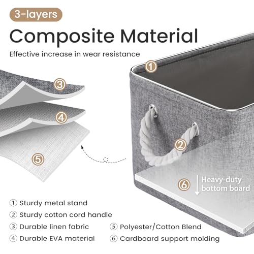 Large Storage Baskets- 15.7x11.8x8.26 inch Storage Bins for Shelves and Closet Organizing, Foldable Fabric Bin for Home Organization Clothes and Laundry (3-Pack, Gray) - color: Gray-3P, size: 15.7inX11.8inX8.26in-3P