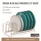 Dish Rack Plates Holder 2 Pack set, Plate organizer for cabinet space saver, Pan lid organizer, Kitchen Storage Cabinet Organizer for Plates/bowls/cups/lids/cutting boards/spatulas