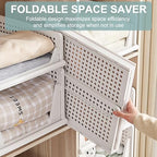 Goderewild Stackable Foldable Storage Baskets, Folding Storage Bins, Closet Organizers and Plastic Drawer Shelf Storage Container for Wardrobe, Cupboard, Kitchen, Bathroom, Office (White, 2L2S) - size: 2L2S