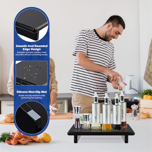 Acrylic Soap Dish Tray for Kitchen Sink and Bathroom Counter, Black Soap Holder for Sponge Perfume Candles Plants, 9 x 5.9x1.5 Inch - size: Black-Large-9 x 5.9 x 1.5 inch
