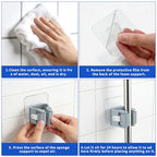 Broom Holder Wall Mount, 4 Pack Mop and Broom Holder, PlasticBroom Hangers for Wall, Gray, Space-Saving Tool Organizer for Kitchen Laundry Garage Garden, Easy Install, Non-Slip Grips