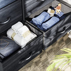 YITAHOME 10 Drawer Dresser - Fabric Storage Tower, Organizer Unit for Living Room, Hallway, Closets - Sturdy Steel Frame, Wooden Top & Easy Pull Fabric Bins - color: Cool Black Wood Grain, style: 10-Drawer