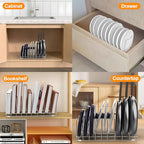 FLSEPAMB Lid Organizer Pot Lid Organizer 10-Tier Pot Lid Rack Holder Suitable for Bakeware Dish Plate, Cutting Boards, Pots & Pans, Serving Trays, Reusable Containers in Cabinet Pantry (1 Pack) - size: 1 Pack