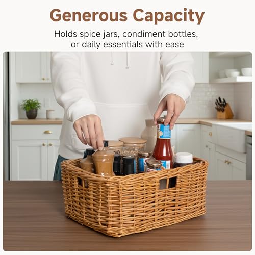 StorageWorks Pantry Baskets, Willow Storage Baskets for Organizing, Shelves, Pantry Organizers and Storage, Brown, 15"L x 11"W x 6 ¾"H - color: Willow(Light Brown), size: 15"L x 11"W x 6 ¾"H