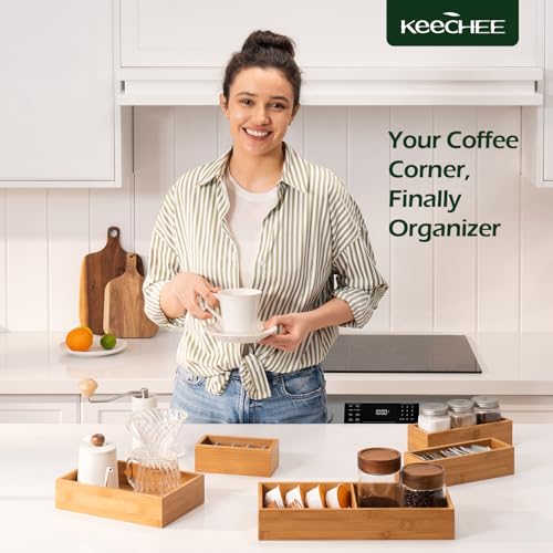 keechee Carbonized Bamboo Kitchen Drawer Organizer (Bundle: 5pc Organizers Set) - size: Bundle: 5pc Organizers Set