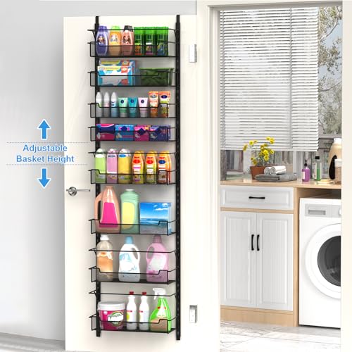 VyGrow Over the Door Pantry Organizer, 8-Tier Over the Door Organizer with Adjustable Basket, Pantry Door Organization for Pantry Kitchen Storage Room Spice Rack, Black - color: Black, size: 16.5"W 8-Tier