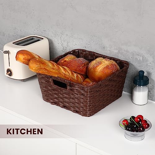 Onlytak Wicker Storage Baskets, Baskets for Shelves, Toilet Paper, Woven Storage Baskets for Organizing, Brown, 12" x 12" x 6", 2-Pack - color: Brown, size: 12" x 12" x 6"