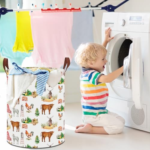 19.7" Laundry Basket,Kids Dirty Clothes Hamper,Waterproof Toys Storage Bin,Room Decor,Gift Baskets,Nursery Hamper(Farm) - color: Farm