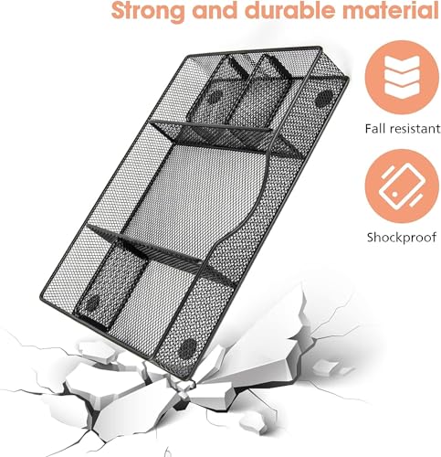 VyGrow Desk Drawer Organizer Tray, Metal Mesh Drawer Organizers Office, 6 Adjustable Compartment, Desk Organizer Tray for Home Office 12.87L x 8.73D x 1.96H inch, Black, 1PC Medium - color: 1PC Medium