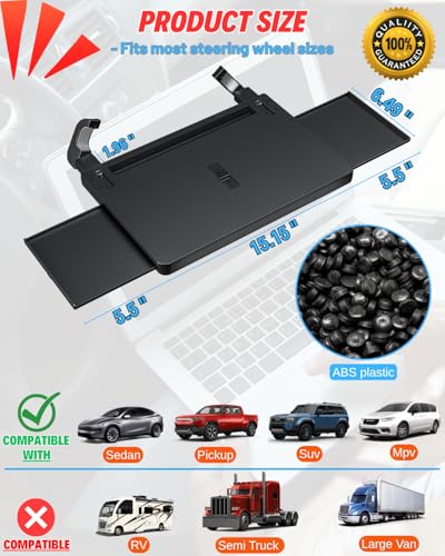 Portable Large Steering Wheel Tray Table for Car - Adjustable Laptop Holder Desk & Food Trays, Car Tray that Fits Over Steering Wheel Cover, Eating Food & Working, Driver Office Accessories - style: Car Laptop Desk
