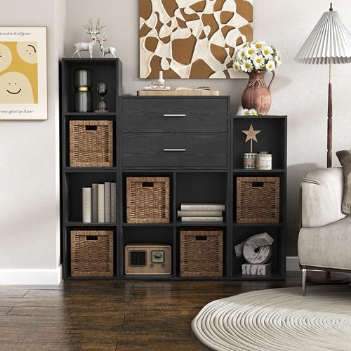 Homes: Inside + Out Apexa 2-Drawer Wooden Stackable Storage Drawers, Small Food Pantry Cabinet, Cajonera De Madera, Underbed Drawer Dorm Teen Room Decor & Bedroom, Home Office, Kitchen, Black - color: Black, size: 2-Drawer