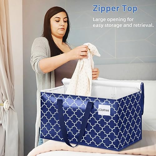 Fabspace Moving Bags, Extra Large Moving Supplies, Heavy Duty Storage Bags, Packing Bags with Reinforced Zippers & Handles, Collapsible Packing Boxes, Storage Totes for Moving, Packing, 88L, 8 Packs - size: 88L