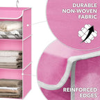 Simple Houseware 3-Shelf Hanging Closet Organizer, Fabric Storage Shelves with 57L Capacity, Pink - color: Pink