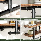 Aheaplus Industrial Pipe Clothes Rack with Top Shelf, 47In Space-Saving Wall Mounted Clothing Rack, 2 Tiers Heavy Duty Pipe Clothing Shelves with Hanging Rod for Laundry Room, Closet, Rustic Brown - color: Rustic Brown, size: 47IN