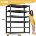 Heavy Duty Garage Shelving, 6-Tier Metal Storage Shelves, 3600LBS, 78" H Adjustable Industrial Rack, Steel Utility Shelf Unit for Warehouse, Garage, Basement, Kitchen, 40" W x 16" D x 78" H - size: 40"W x 16"D x 78"H